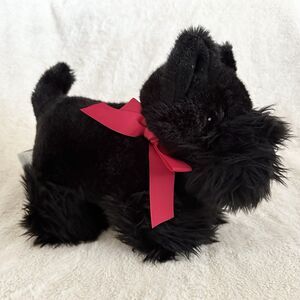 Martha Stewart Black Scottie Dog Red Ribbon Plush Puppy 11” Stuffed Animal Toy